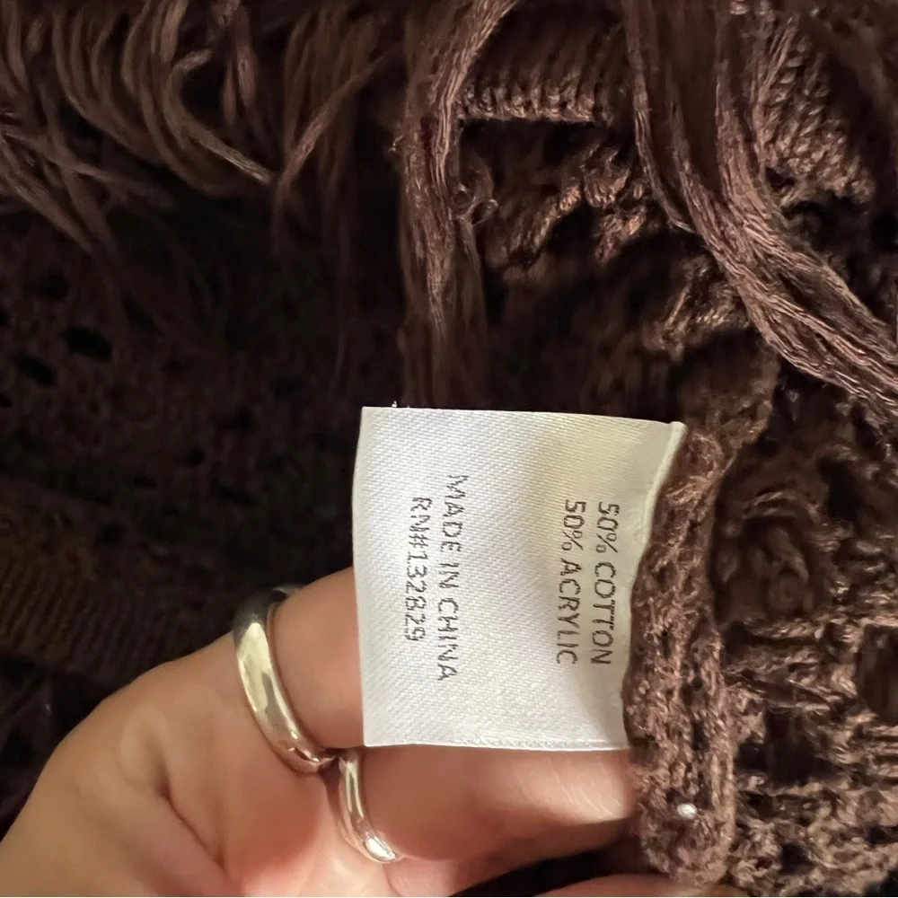 Tularosa Brown Knit One Shoulder Fringe Mini Dress Revolve Boho Festival XS - Picture 11 of 11